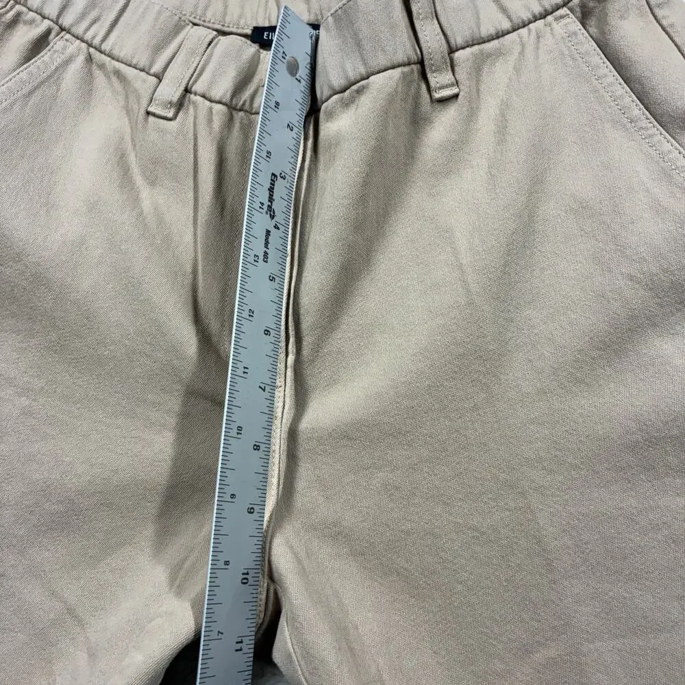 Eileen Fisher Ankle Pants Womens XS Tan Elastic Waist Organic Cotton Twill Crop